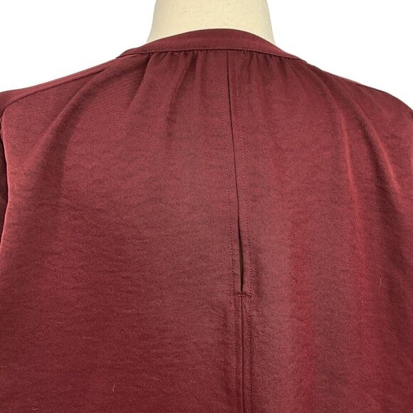 Scotch & Soda Women's M Wrap Blouse Red Satin V Neck Long Sleeve Band Collar - Picture 8 of 13